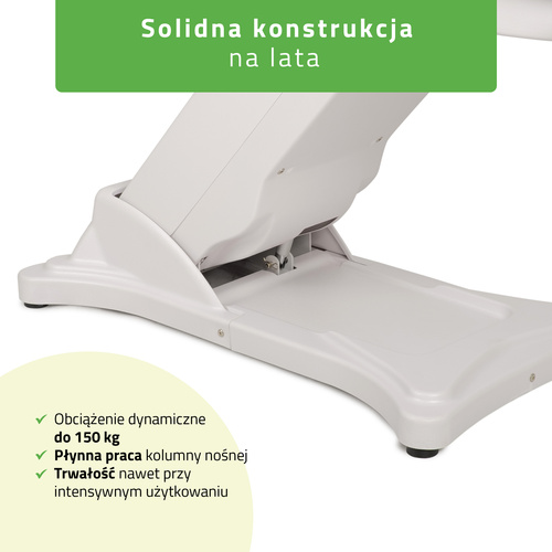 Fotel kosmetyczny z regulacją elektryczną Elara PRO 6P, biały - 2 silniki