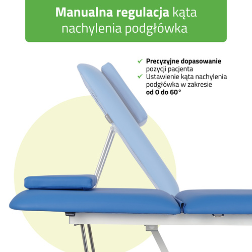 Stół rehabilitacyjny, do masażu elektryczny Optima – pilot ręczny, niebiesko biały