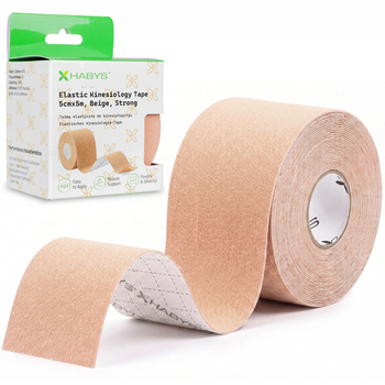 Tejp, taśma elastyczna do kinesiotapingu 5cm×5m - Beżowa Strong | Habys