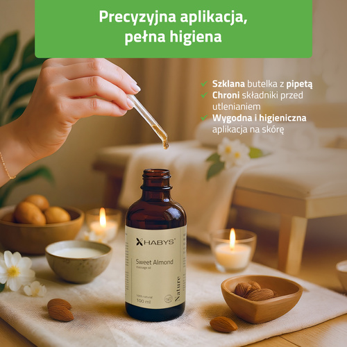 Olejek do masażu Nature Sweet Almond HABYS 100 ml z pipetą