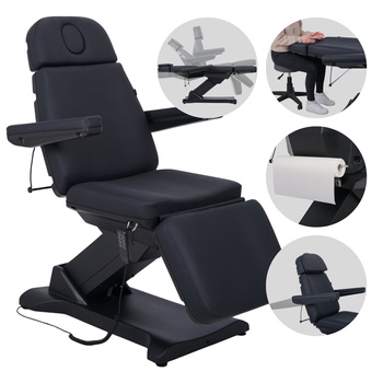 Fotel kosmetyczny z regulacją elektryczną Selia PRO 4, Black - 4 silniki