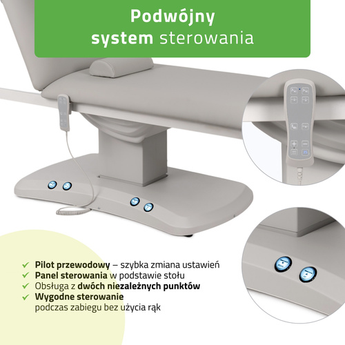 Łóżko zabiegowe z regulacją elektryczną Estella ERGO 2, Grey – 2 silniki