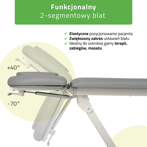 Stół rehabilitacyjny, do masażu, elektryczny Proxima V2 Ergo - rama sterująca, szaro biały | 3 lata gwarancji 