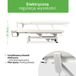 Stół rehabilitacyjny, do masażu, elektryczny Fortis 1 - pilot ręczny, beżowo biały