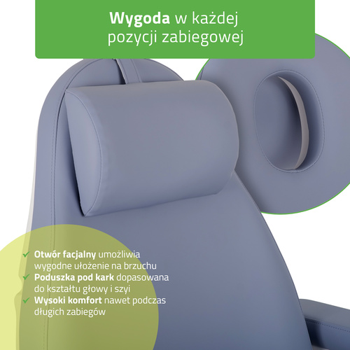 Fotel kosmetyczny z regulacją elektryczną Elara PRO 4, fioletowy - 3 silniki