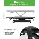 Stół rehabilitacyjny, do masażu, elektryczny Evero Cross X4 Ergo – pilot ręczny, szaro czarny